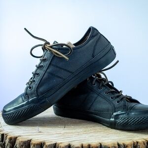 Frye Ludlow Low Top Sneakers I Black & Brown I Leather and Canvas